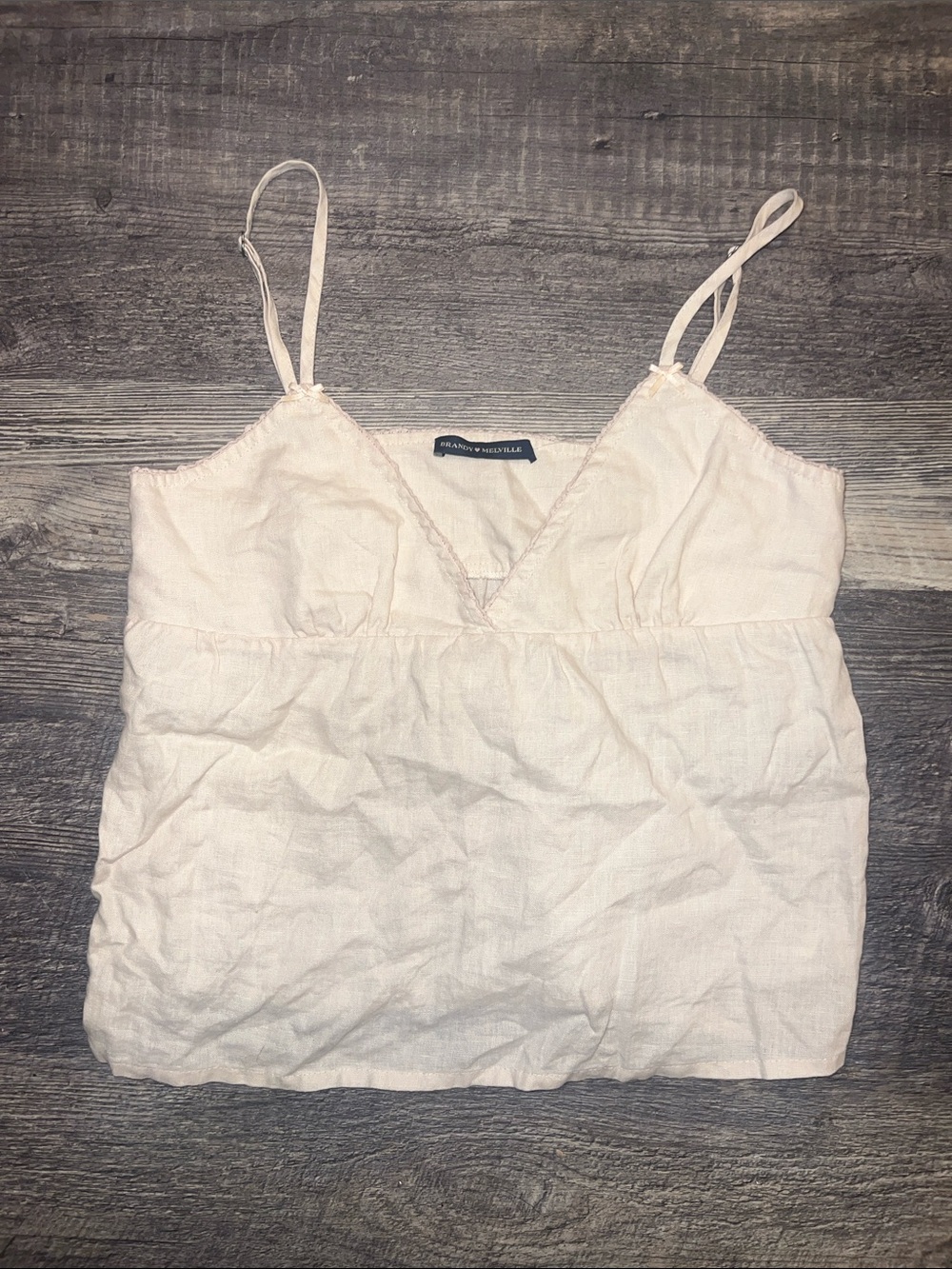 Brandy Melville Cream Babydoll Cami Top Tie Back Adjustable Straps
